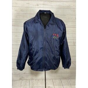 Vintage 80’s OLYMPICS Windbreaker Full Zip Collared Jacket USA Mens Medium
